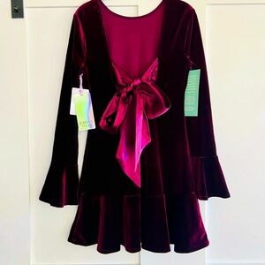 Plum Short Sleeve Shirt with Polka Dots